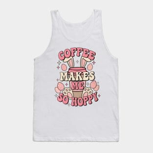 Coffee Makes Me So Hoppy, Easter Bunny, Retro Easter, Funny Easter Day Tank Top